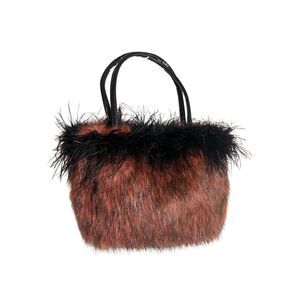 Kurtman Designs Faux Fur Purse Brown Black Double Strap Shoulder Bag